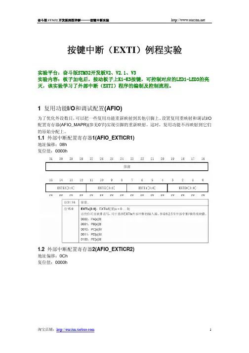 奋斗STM32V3版按键中断_EXTI_例程