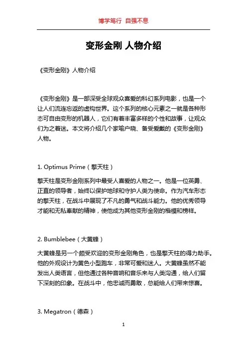 变形金刚 人物介绍