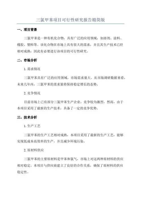 三氯甲苯项目可行性研究报告精简版