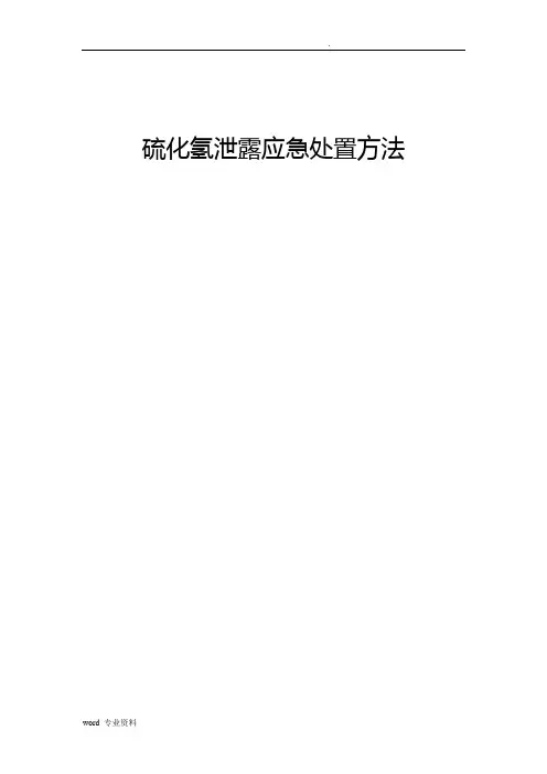 硫化氢泄漏应急处置方法