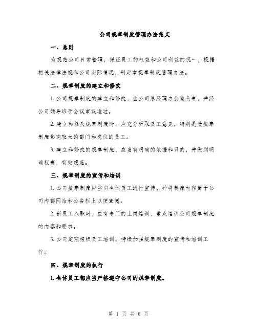 公司规章制度管理办法范文（2篇）