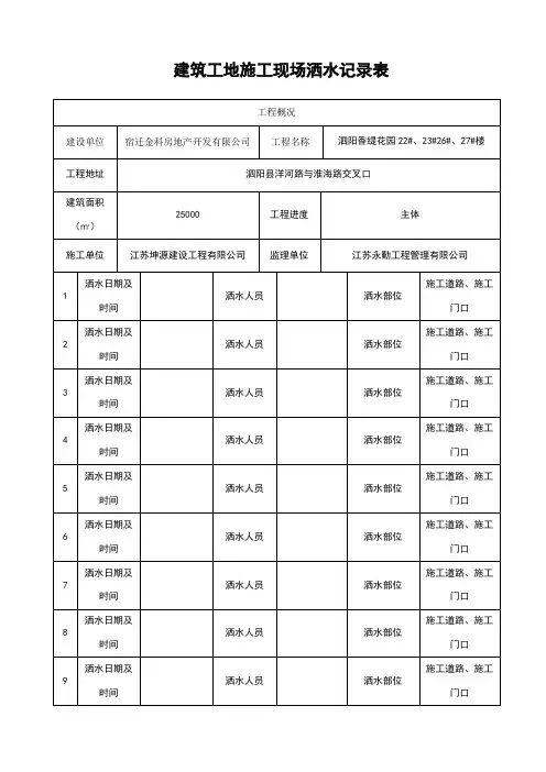 建筑工地施工现场洒水记录表