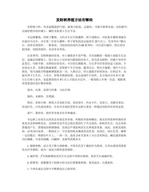 发财树养殖方法有哪些