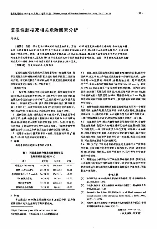 复发性脑梗死相关危险因素分析