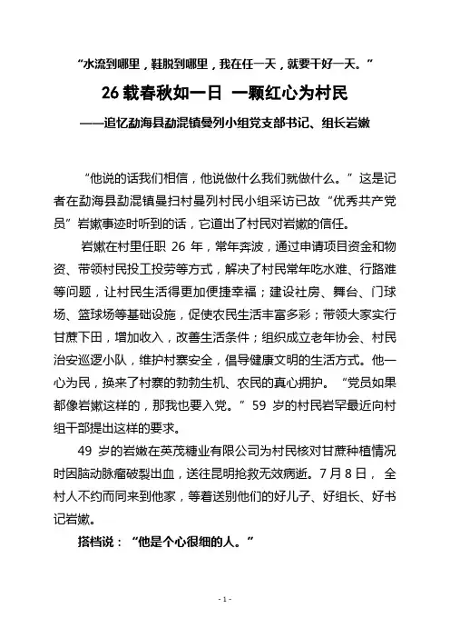 岩嫩事迹材料