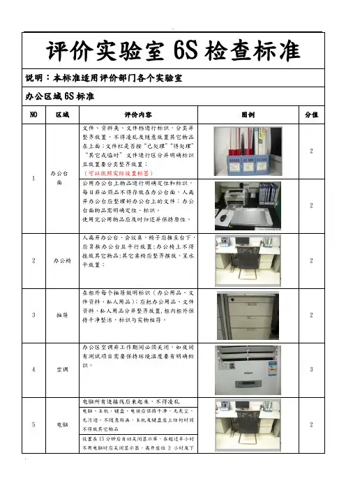 评价实验室6S检查标准