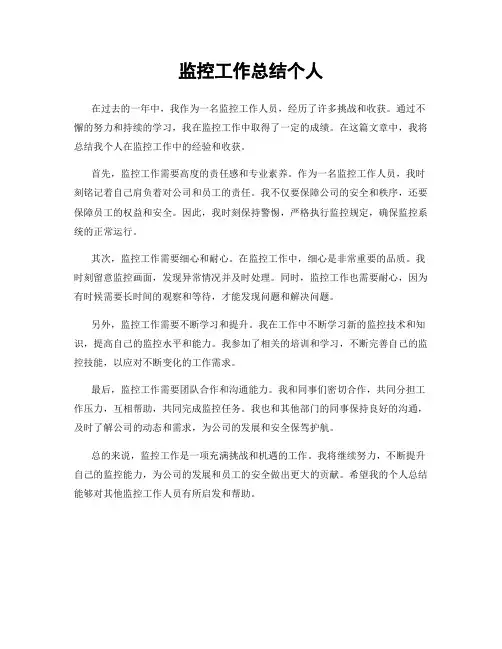 监控工作总结个人