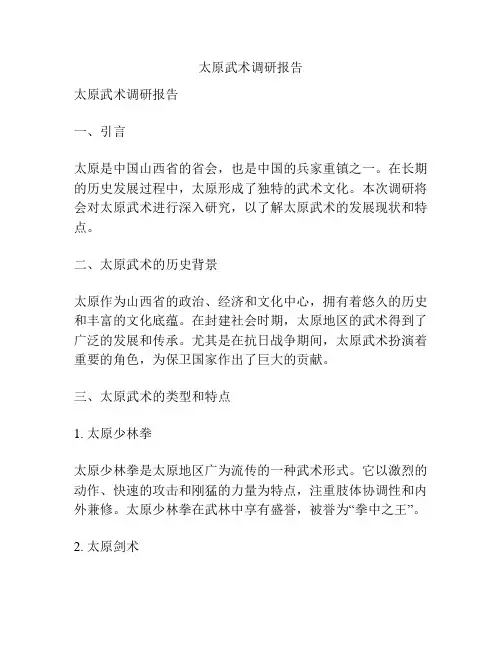 太原武术调研报告