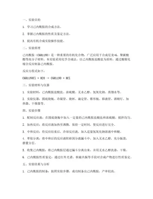 己内酰胺实验报告