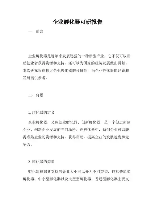 企业孵化器可研报告