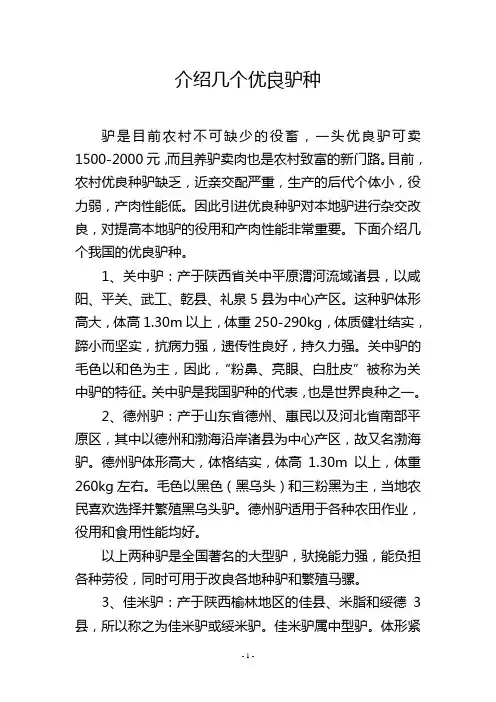 介绍几个优良驴种