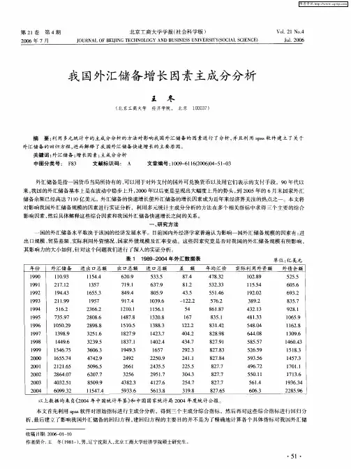 我国外汇储备增长因素主成分分析