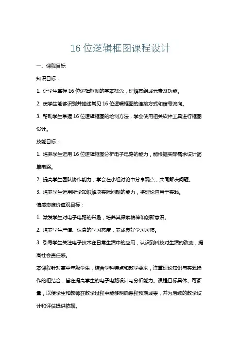 16位逻辑框图课程设计