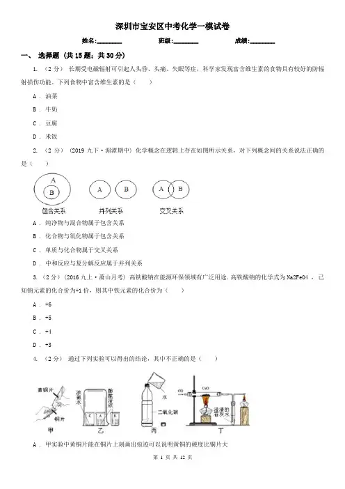 深圳市宝安区中考化学一模试卷