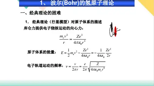 高二物理竞赛波尔的氢原子理论PPT(课件)