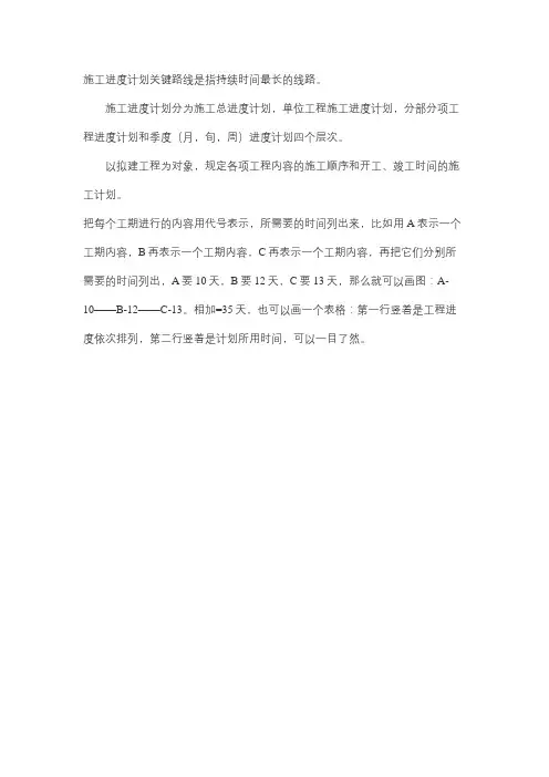 工期节点及关键线路的施工计划