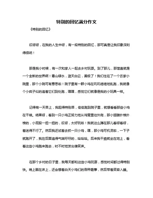 特别的回忆满分作文