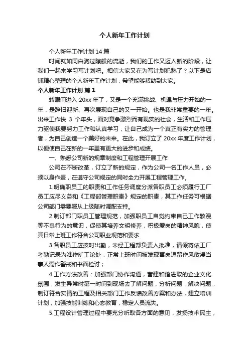 个人新年工作计划