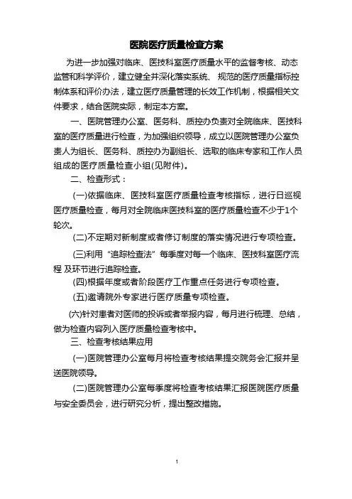 医院医疗质量检查方案参考版