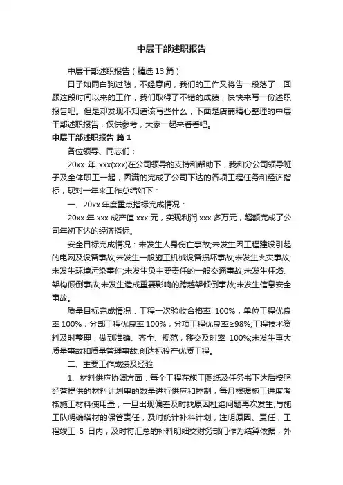 中层干部述职报告