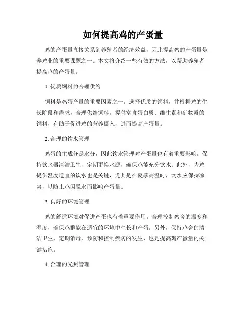 如何提高鸡的产蛋量