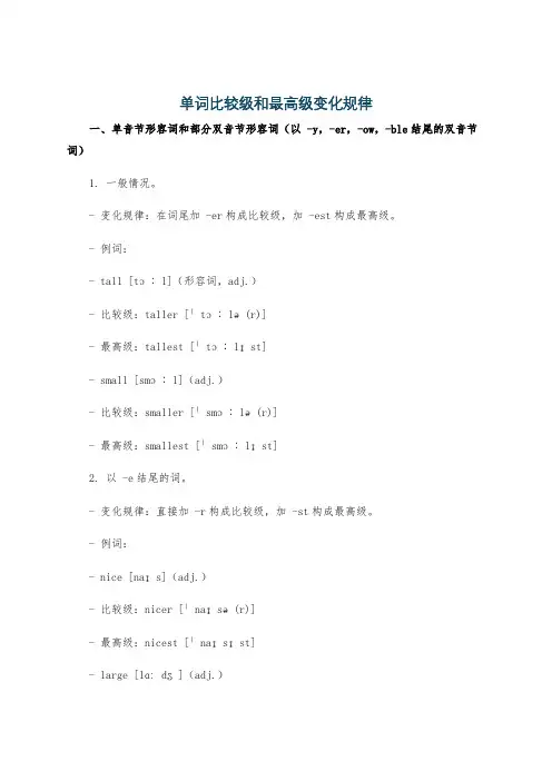单词比较级和最高级变化规律