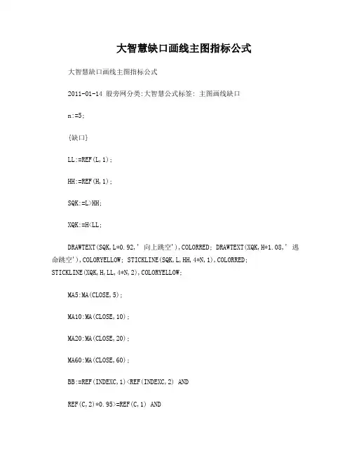 大智慧缺口画线主图指标公式