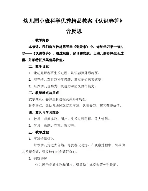 幼儿园小班科学优秀精品教案《认识春笋》含反思