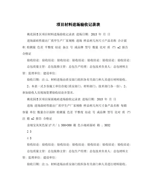 项目材料进场验收记录表