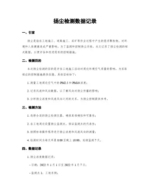 扬尘检测数据记录