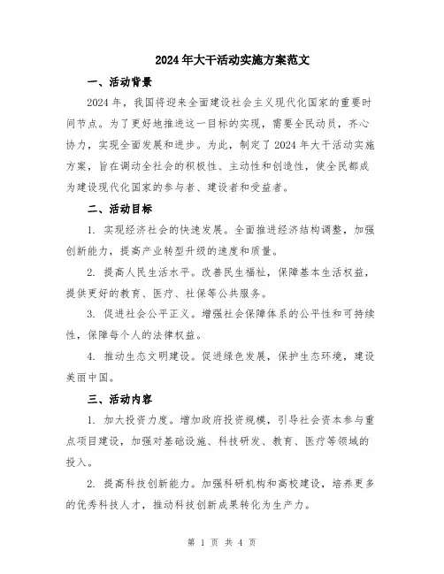 2024年大干活动实施方案范文