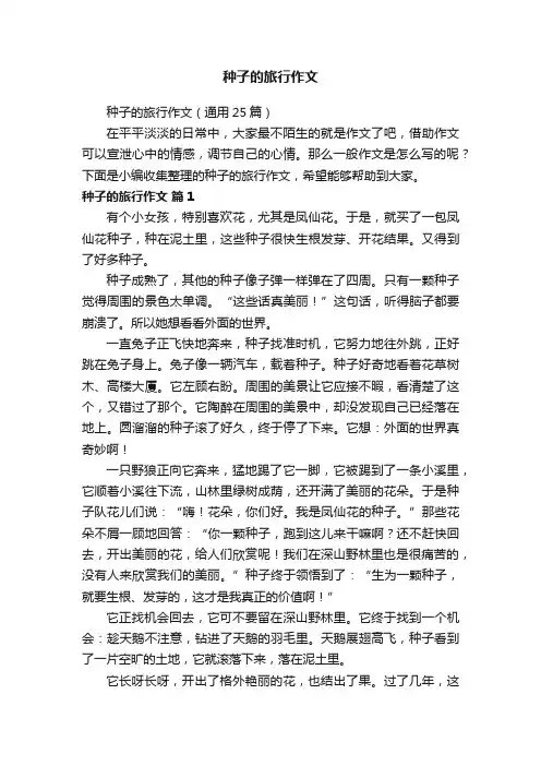 种子的旅行作文（通用25篇）