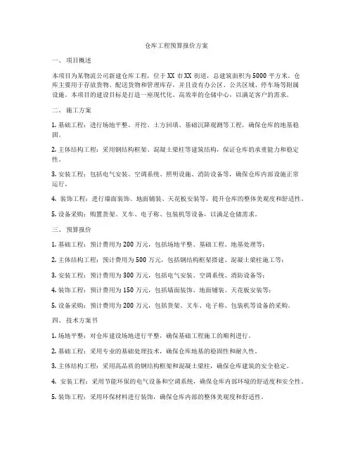 仓库工程预算报价方案