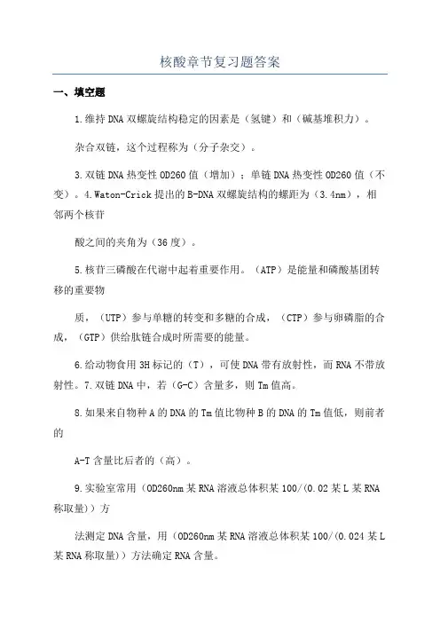 核酸章节复习题答案