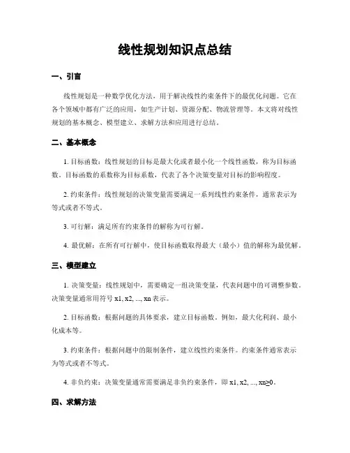 线性规划知识点总结