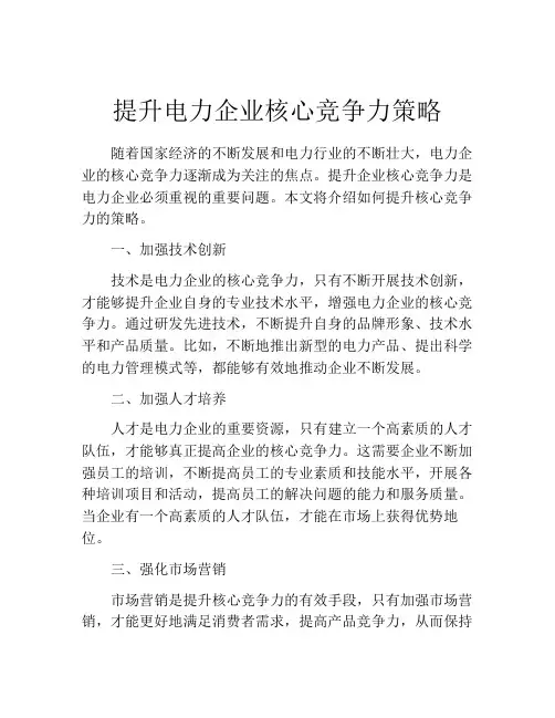 提升电力企业核心竞争力策略