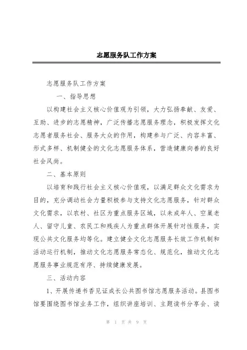 志愿服务队工作方案