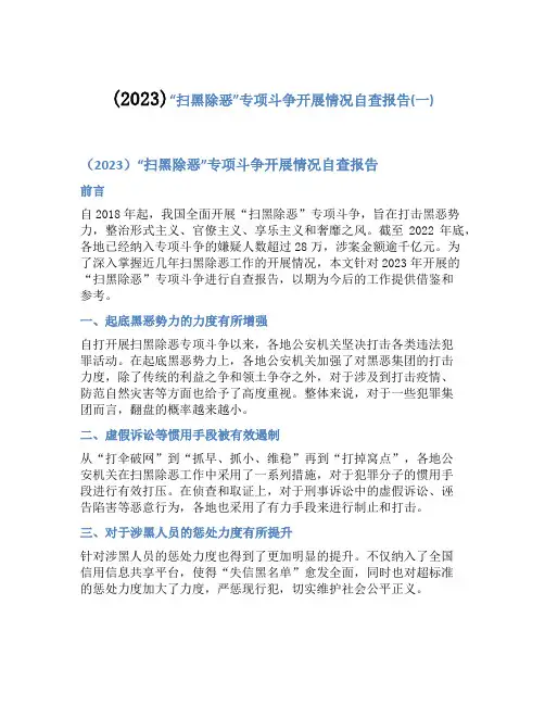 (2023)“扫黑除恶”专项斗争开展情况自查报告(一)
