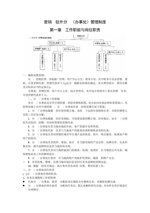 营销公司驻外分公司(办事处)管理制度