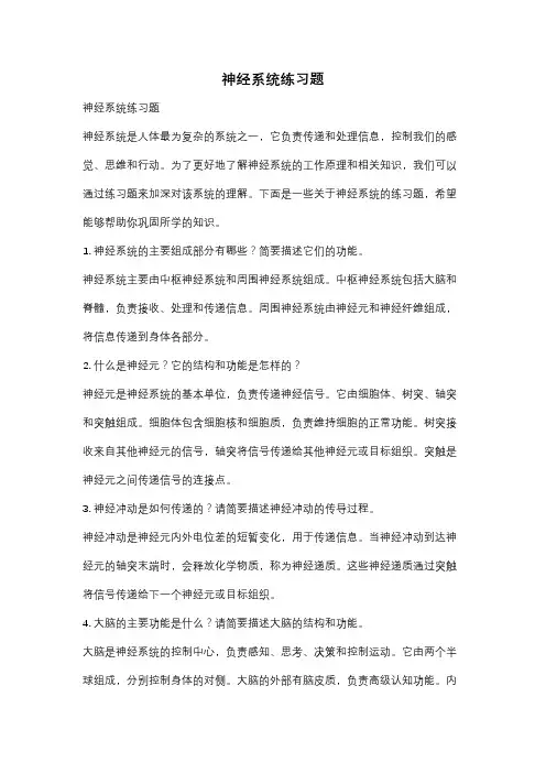 神经系统练习题