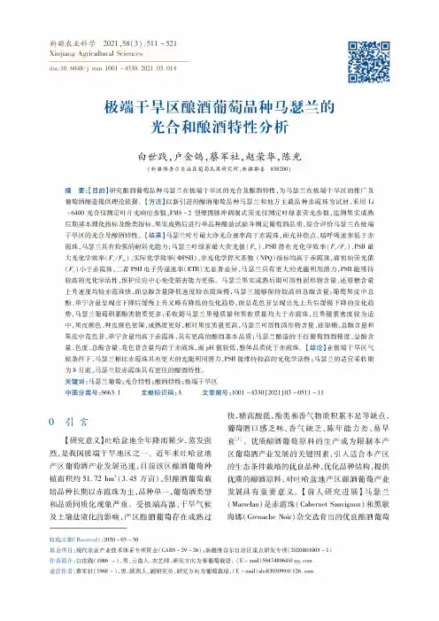 极端干旱区酿酒葡萄品种马瑟兰的光合和酿酒特性分析