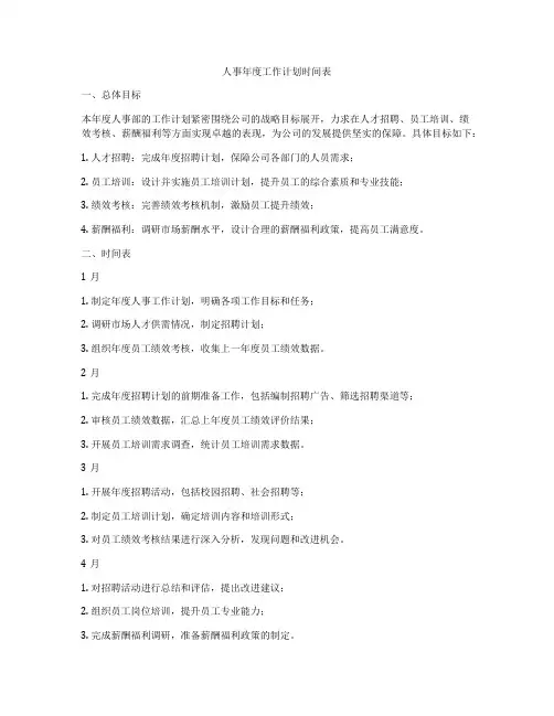 人事年度工作计划时间表