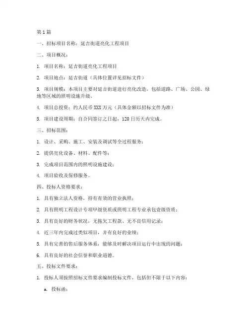 延吉街道亮化工程项目招标(3篇)