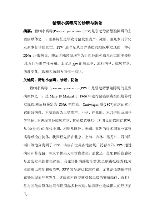 猪细小病毒病的诊断与防治