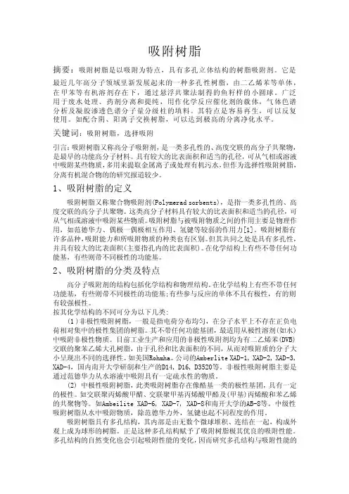 吸附树脂——精选推荐