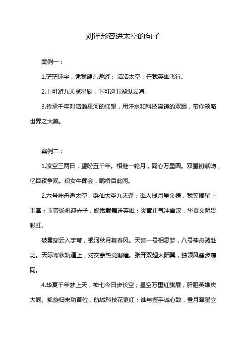 刘洋形容进太空的句子