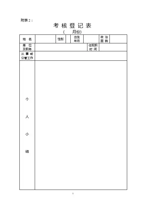 工作日志考核登记表  新表