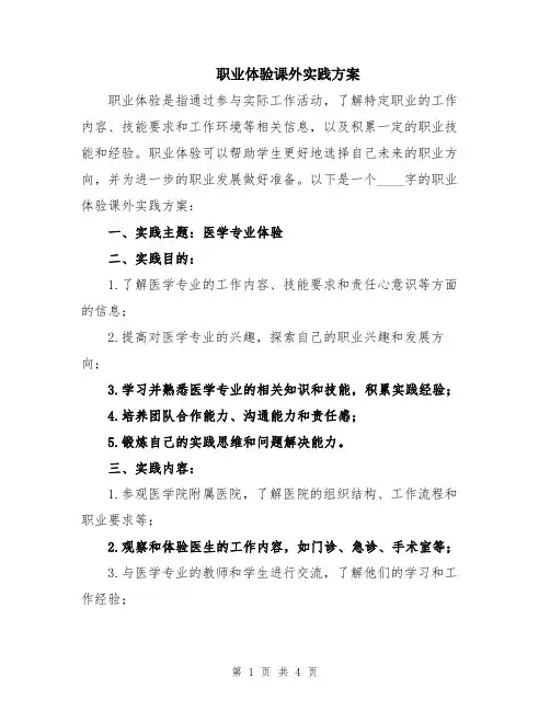 职业体验课外实践方案