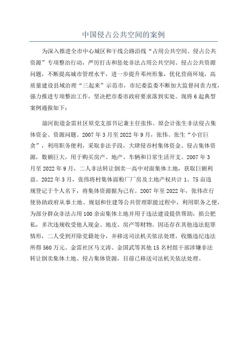 中国侵占公共空间的案例
