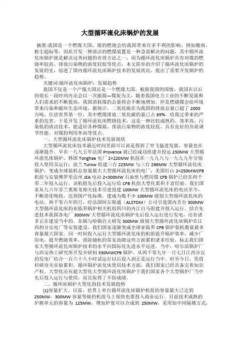 大型循环流化床锅炉的发展